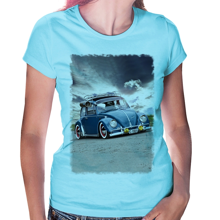 Baby Look Fusca Retrô - Azul Bebê