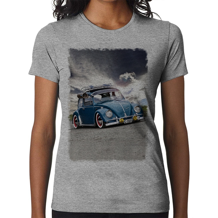 Baby Look Fusca Retrô - Cinza