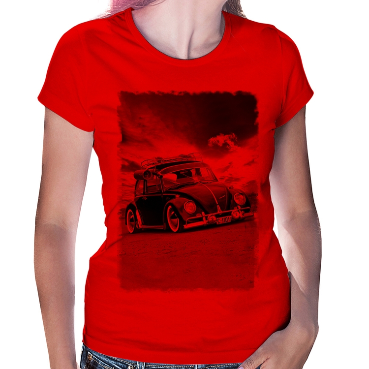 Baby Look Fusca Retrô - Vermelha