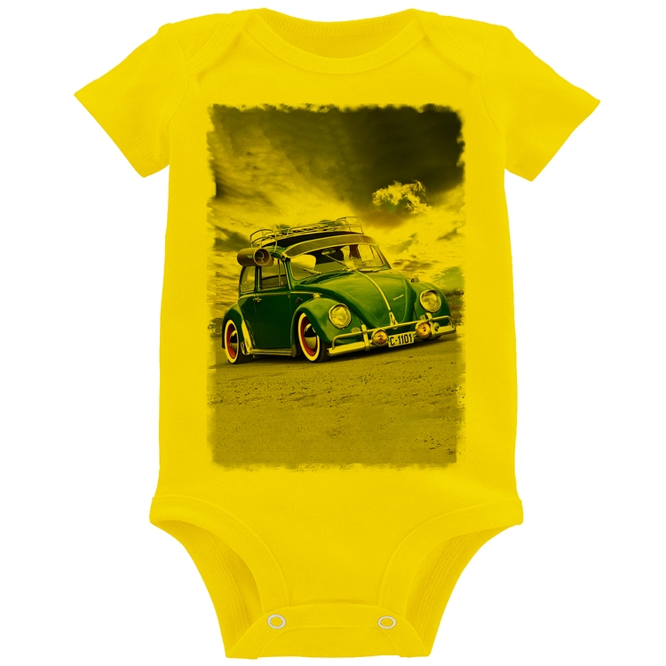 Body Bebê Fusca Retrô - Amarelo