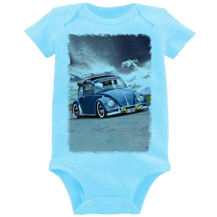 Body Bebê Fusca Retrô - Azul Bebê