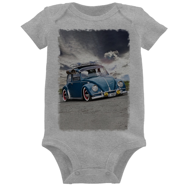 Body Bebê Fusca Retrô - Cinza