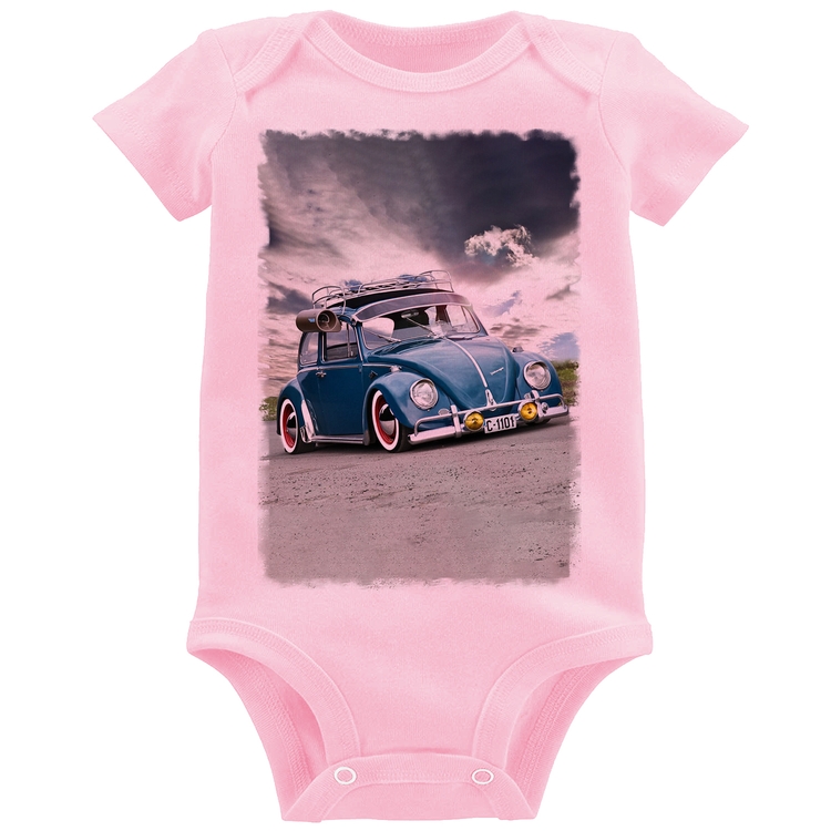 Body Bebê Fusca Retrô - Rosa Bebê