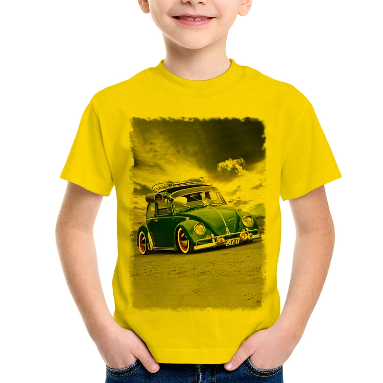 Camiseta Infantil Fusca Retrô - Amarela