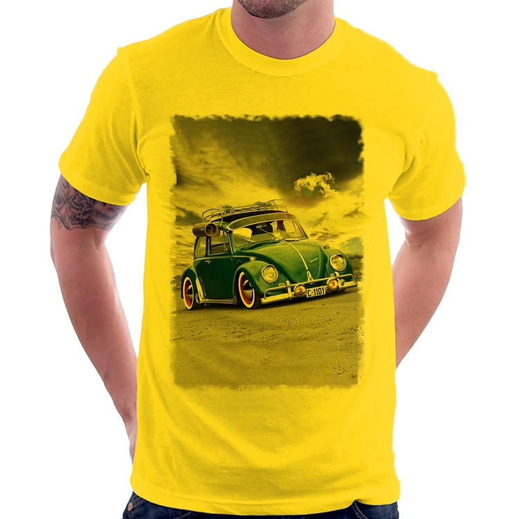 Camiseta Fusca Retrô - Amarela