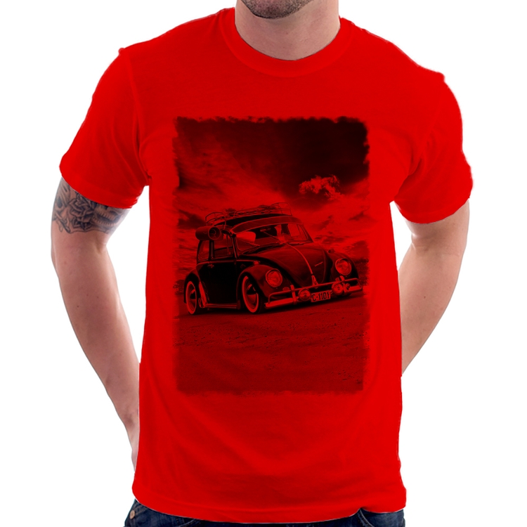 Camiseta Fusca Retrô - Vermelha