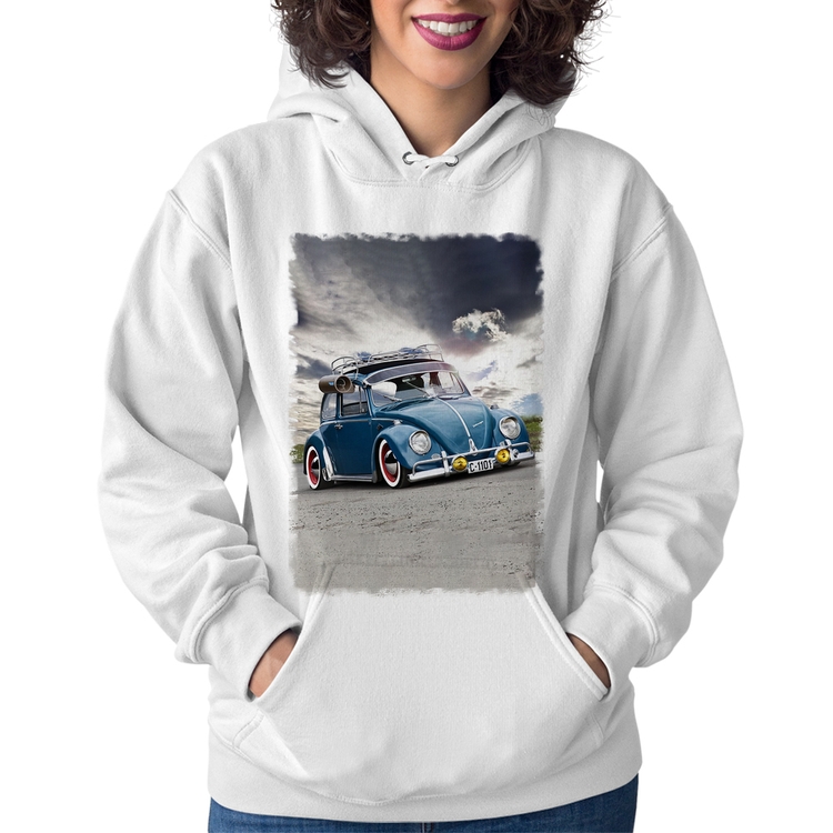 Moletom Feminino Fusca Retrô - Branco
