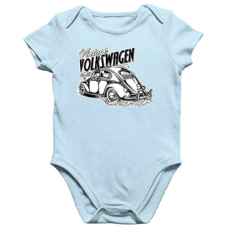 Body Bebê Algodão Fusca - Azul Bebê