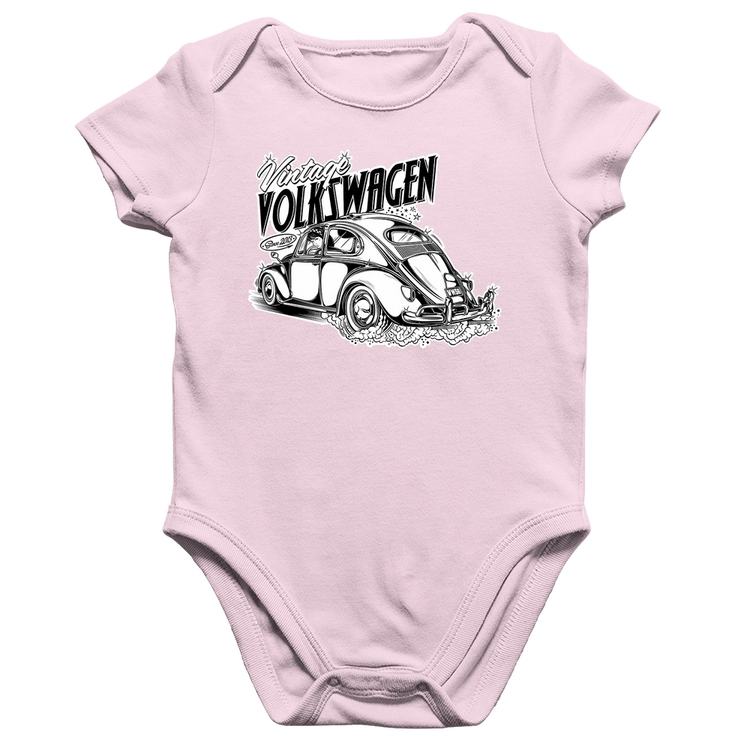 Body Bebê Algodão Fusca - Rosa Bebê