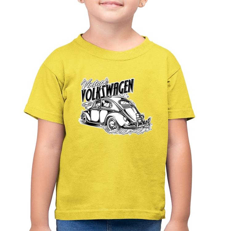 Camiseta Algodão Infantil Fusca - Amarelo Canário