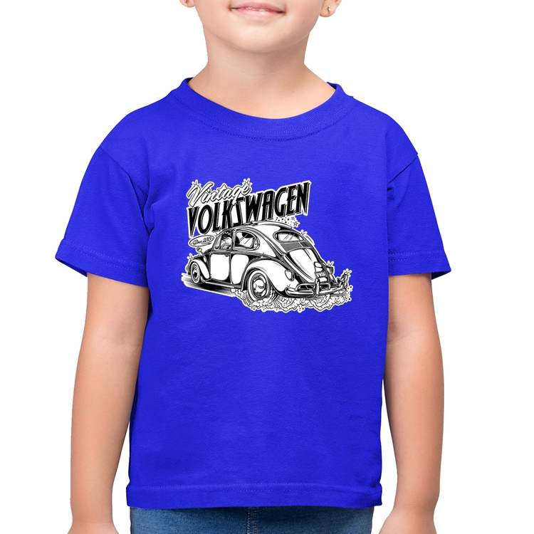 Camiseta Algodão Infantil Fusca - Azul Royal