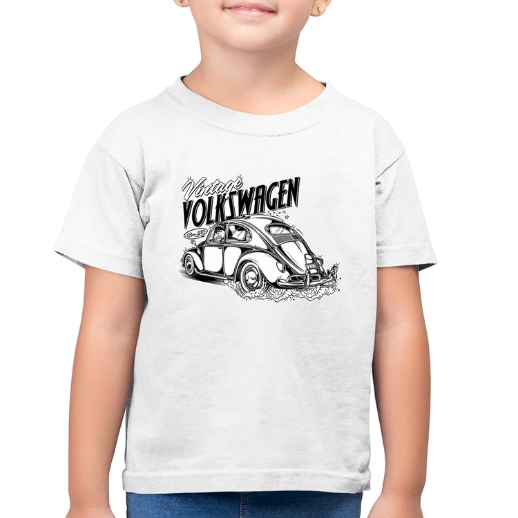 Camiseta Algodão Infantil Fusca - Branca