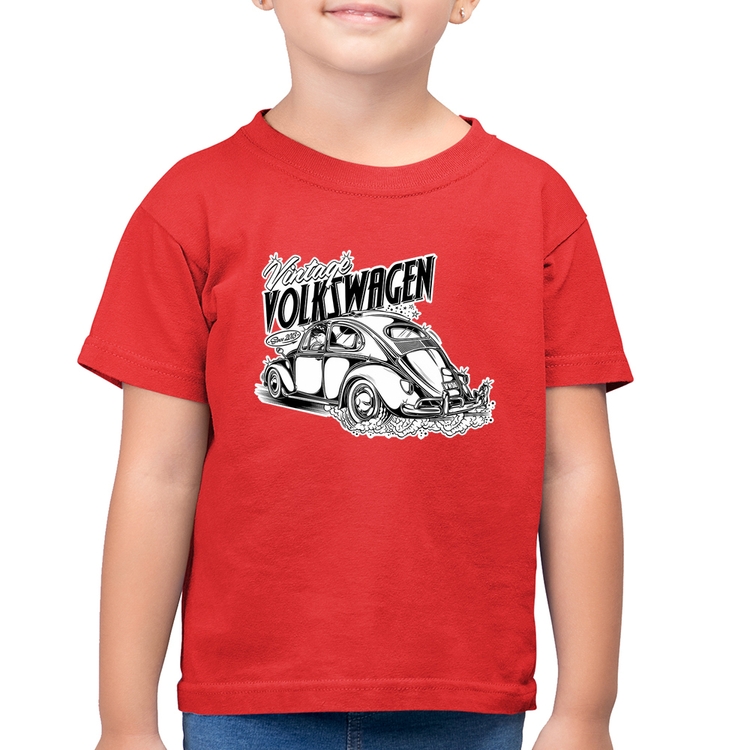 Camiseta Algodão Infantil Fusca - Vermelha