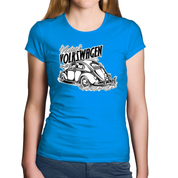 Baby Look Algodão Fusca - Azul