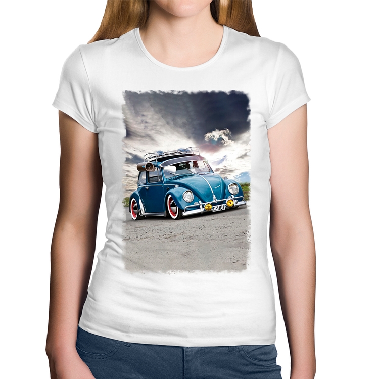 Baby Look Algodão Fusca Retrô - Branca