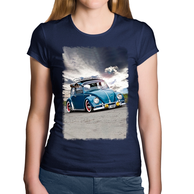 Baby Look Algodão Fusca Retrô - Marinho