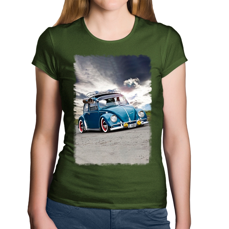 Baby Look Algodão Fusca Retrô - Musgo