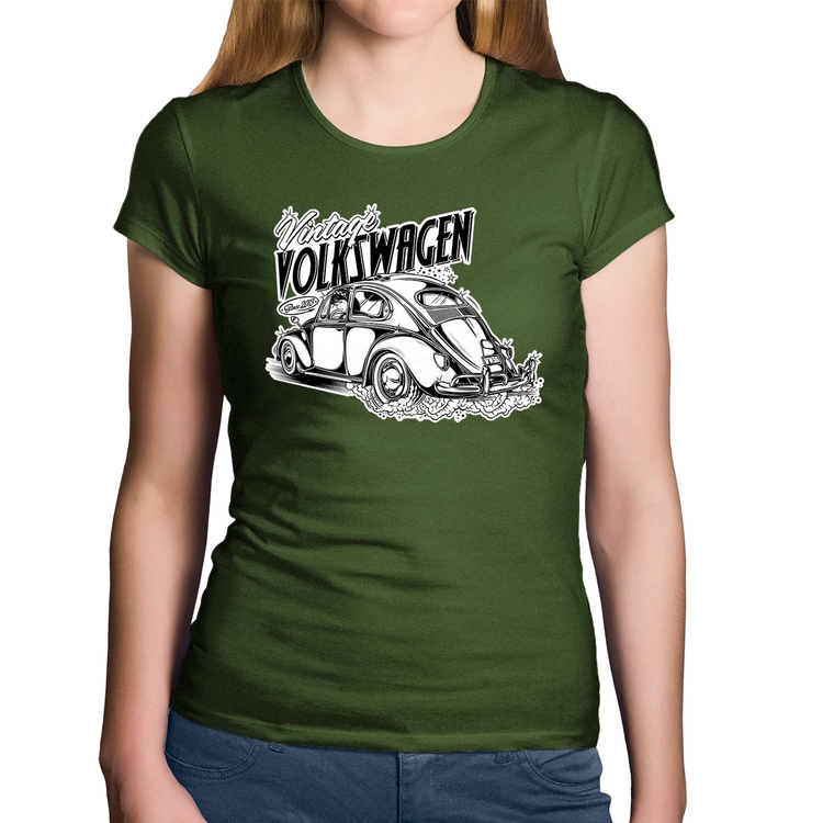 Baby Look Algodão Fusca - Musgo