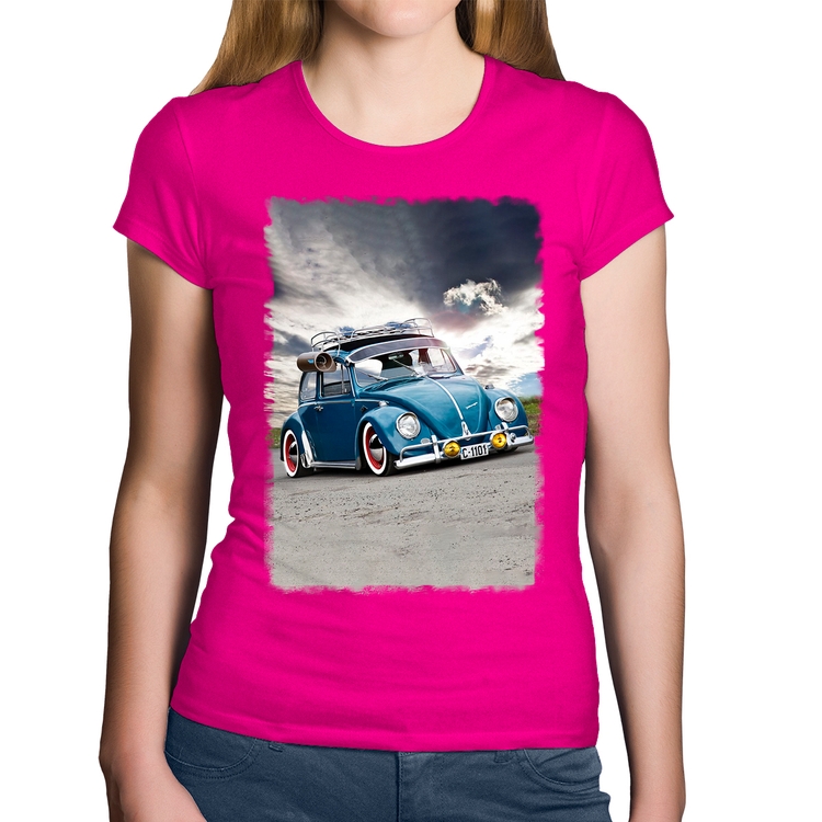 Baby Look Algodão Fusca Retrô - Rosa