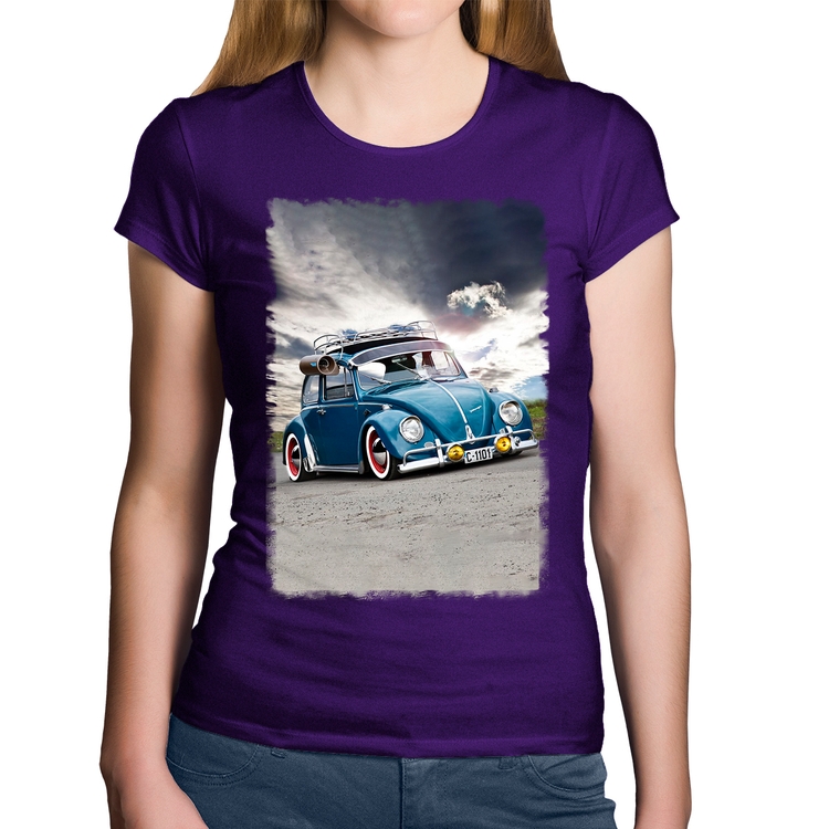 Baby Look Algodão Fusca Retrô - Roxa