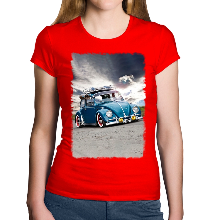 Baby Look Algodão Fusca Retrô - Vermelha