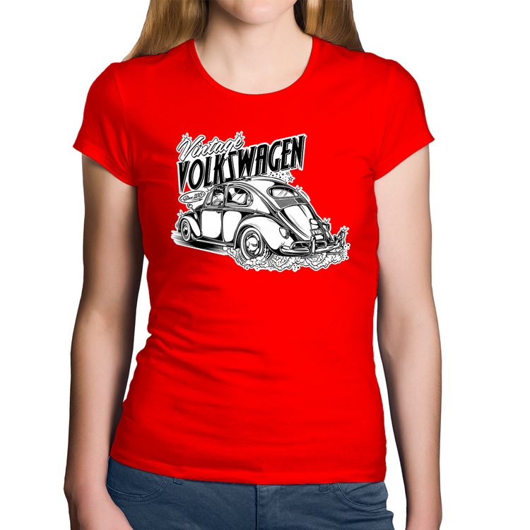 Baby Look Algodão Fusca - Vermelha