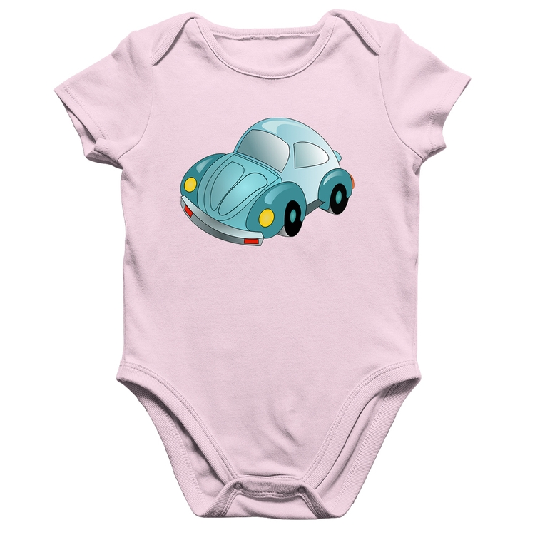 Body Bebê Algodão Fusca Besouro - Rosa Bebê