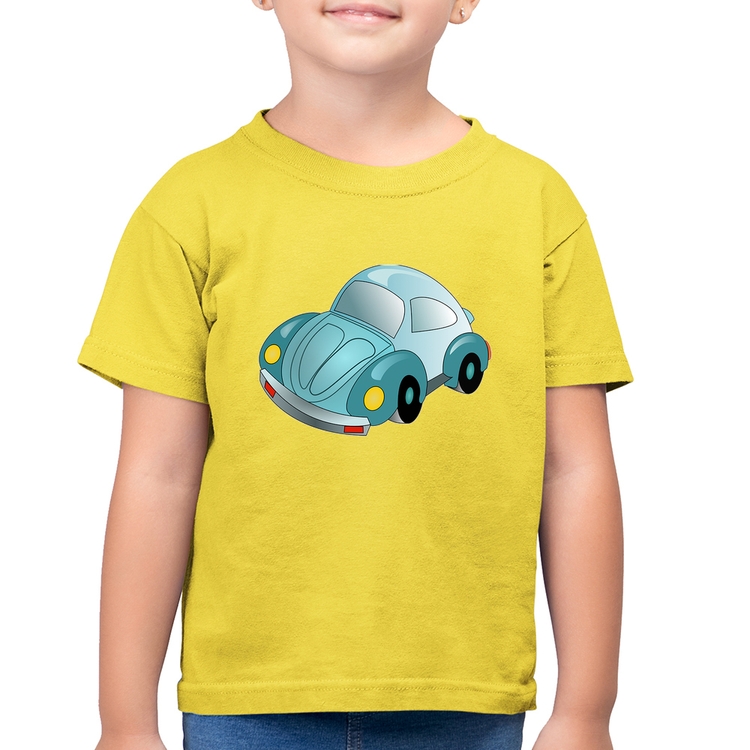 Camiseta Algodão Infantil Fusca Besouro - Amarelo Canário