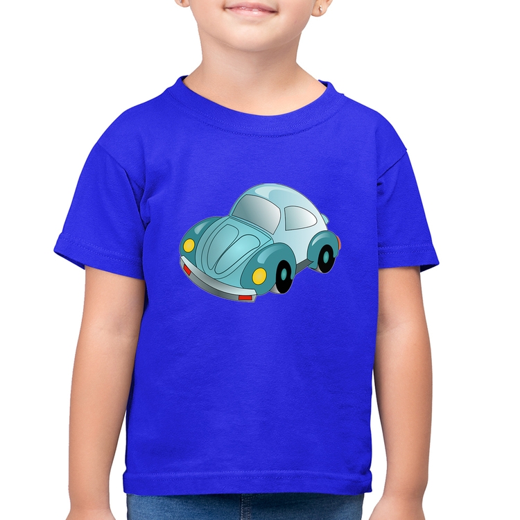 Camiseta Algodão Infantil Fusca Besouro - Azul Royal