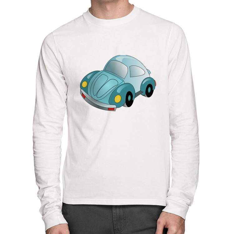 Camiseta Algodão Fusca Besouro Manga Longa - Branca