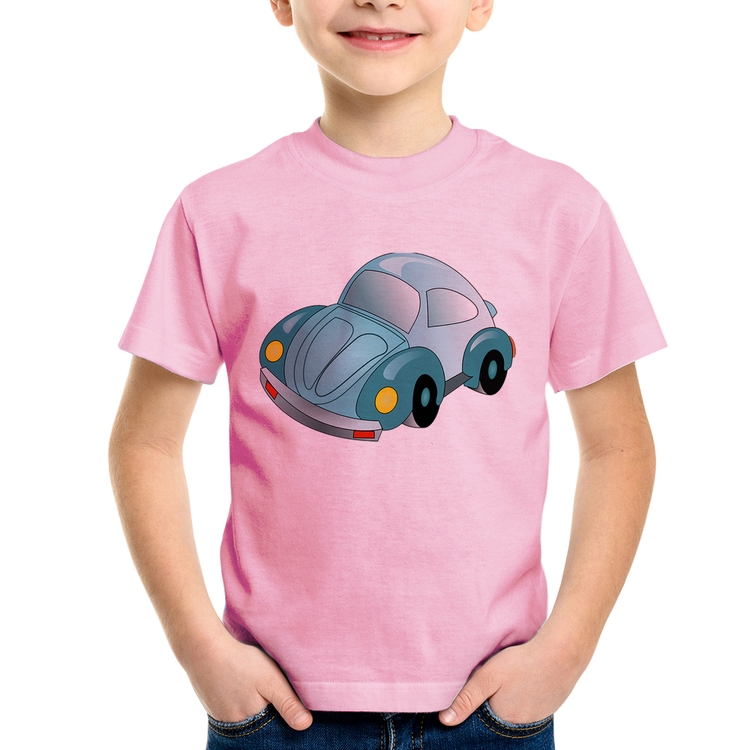 Camiseta Infantil Fusca Besouro - Rosa Bebê
