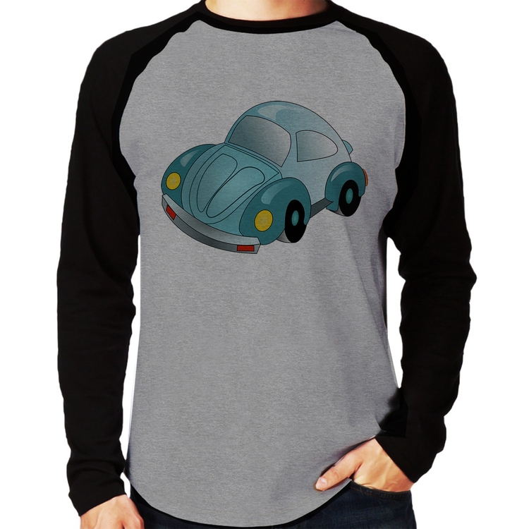 Camiseta Raglan Fusca Besouro Manga Longa - Cinza/Preto