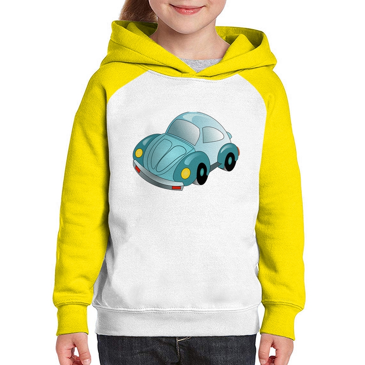Moletom Infantil Fusca Besouro - Branco/Amarelo