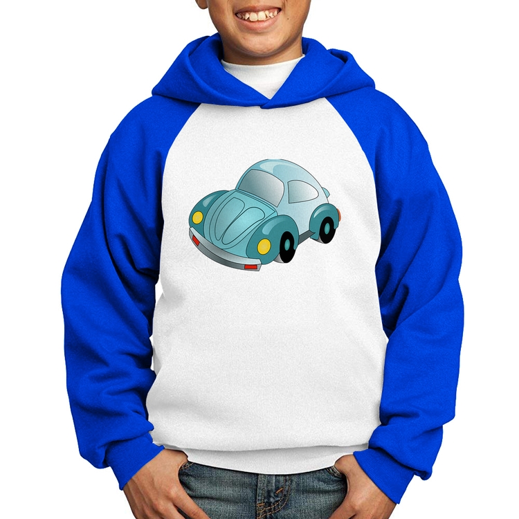 Moletom Infantil Fusca Besouro - Branco/Azul