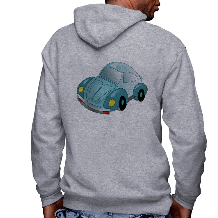 Blusa Moletom Fusca Besouro Masculina com Capuz e Zíper - Mescla