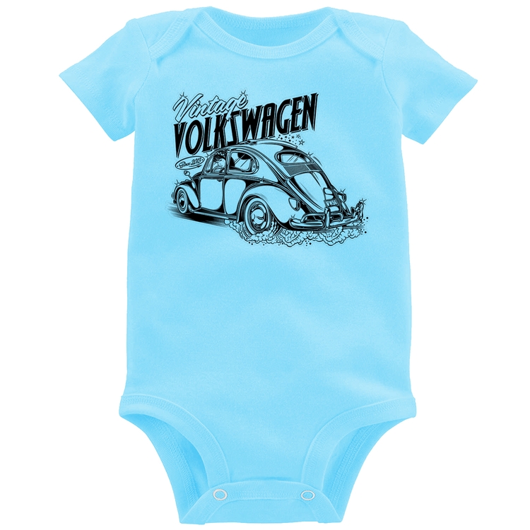 Body Bebê Fusca - Azul Bebê
