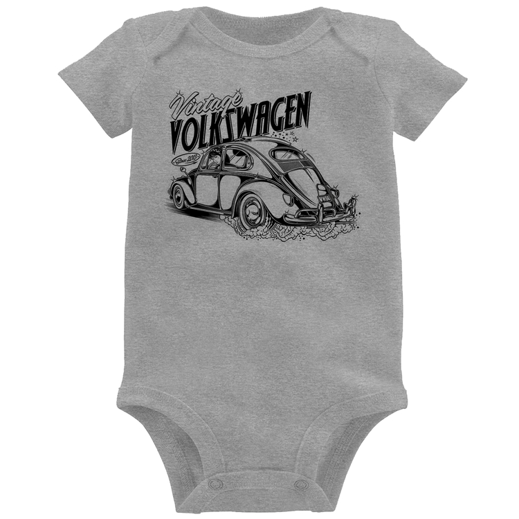 Body Bebê Fusca - Cinza