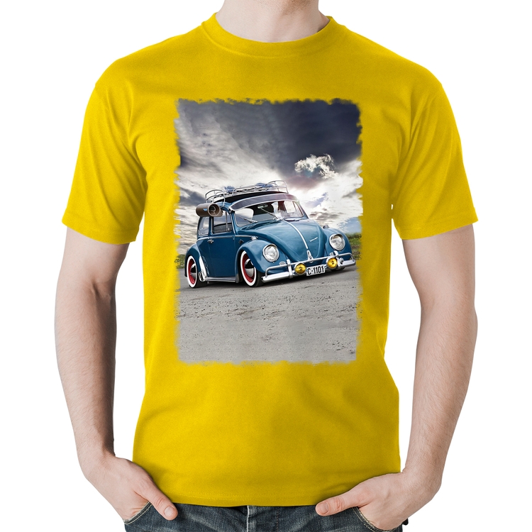 Camiseta Algodão Fusca Retrô - Amarela