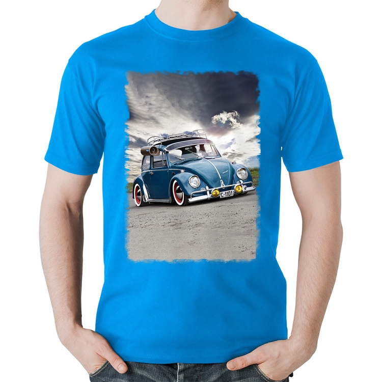 Camiseta Algodão Fusca Retrô - Azul