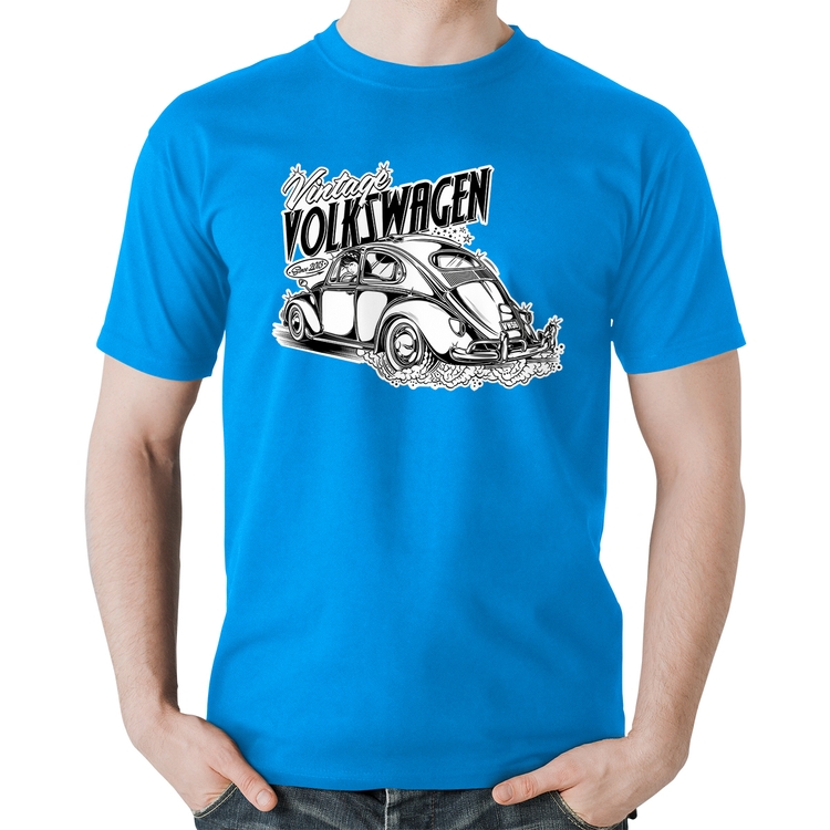 Camiseta Algodão Fusca - Azul