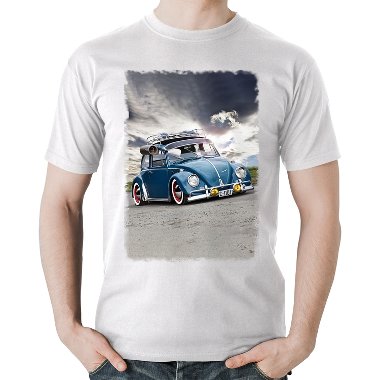 Camiseta Algodão Fusca Retrô - Branca