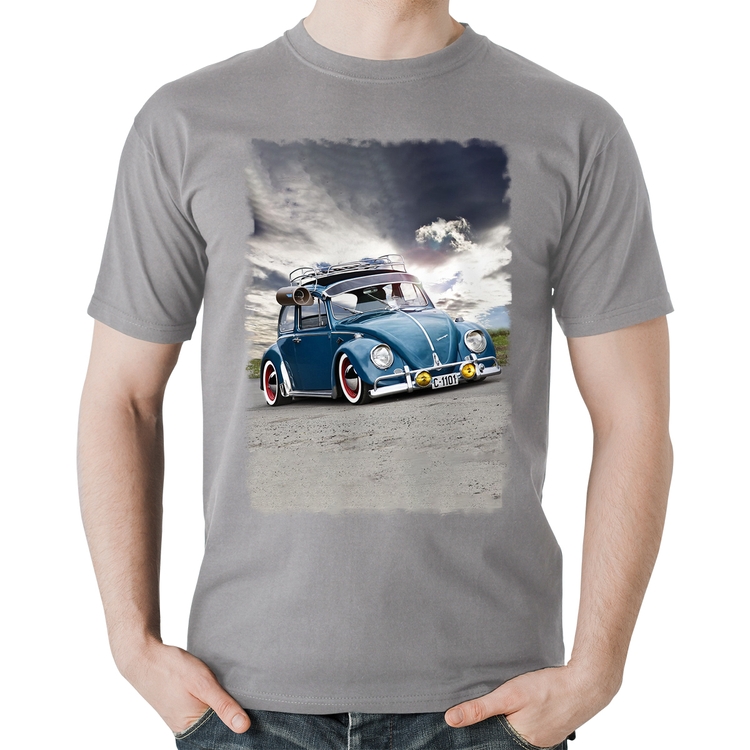 Camiseta Algodão Fusca Retrô - Cinza