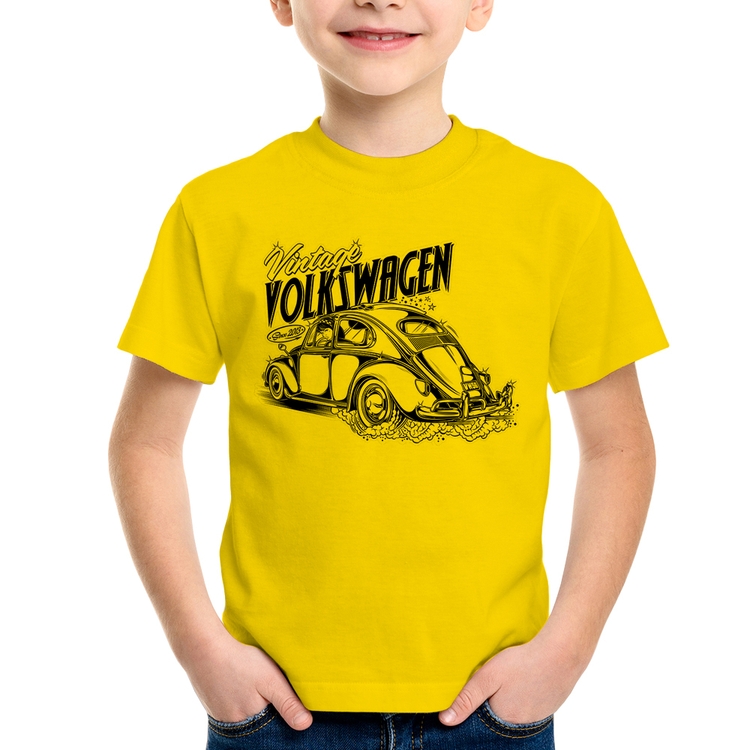 Camiseta Infantil Fusca - Amarela