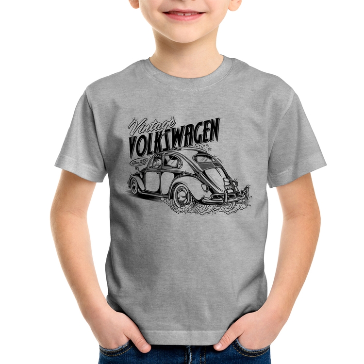 Camiseta Infantil Fusca - Cinza