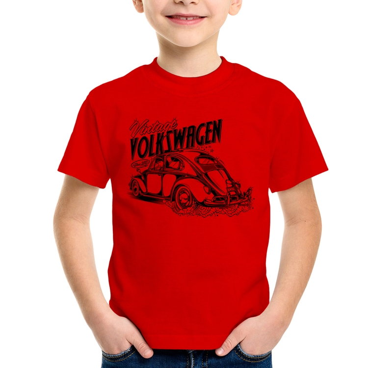 Camiseta Infantil Fusca - Vermelha