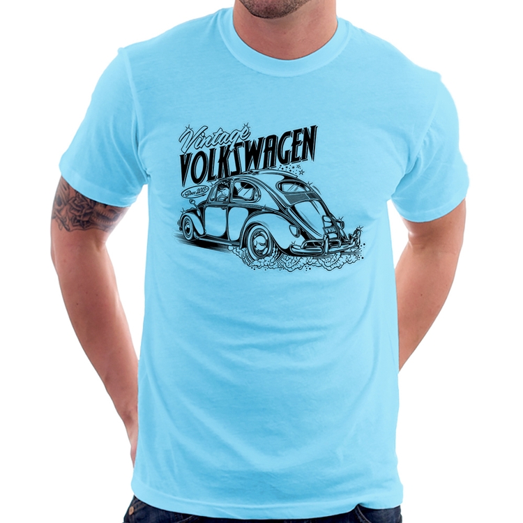 Camiseta Fusca - Azul Bebê