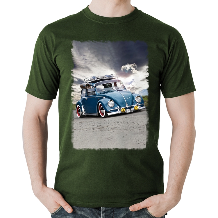 Camiseta Algodão Fusca Retrô - Musgo