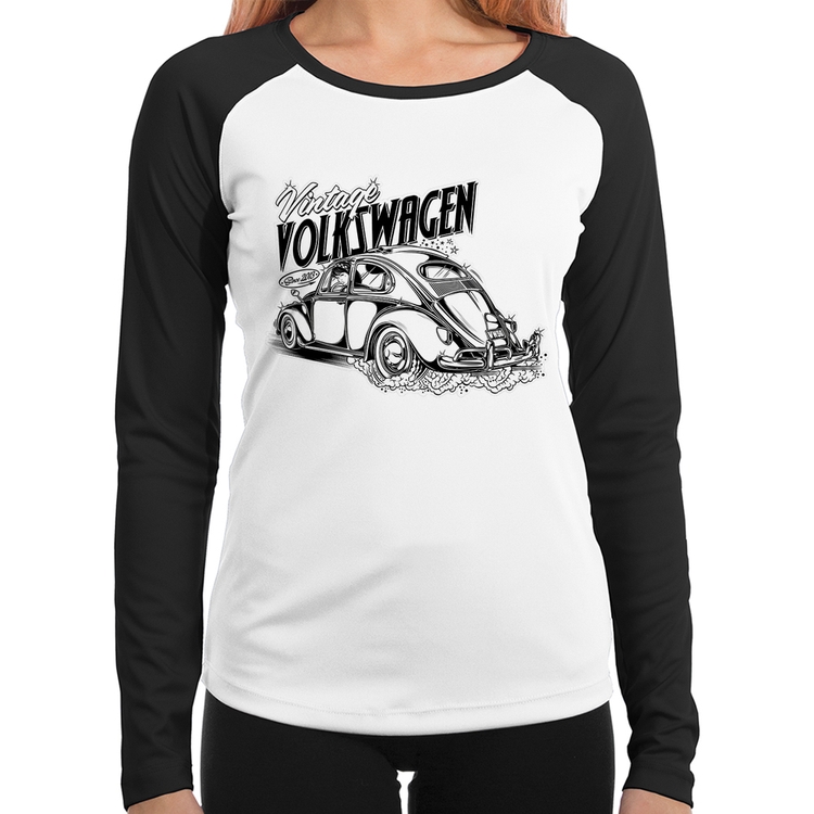 Baby Look Raglan Fusca Manga Longa