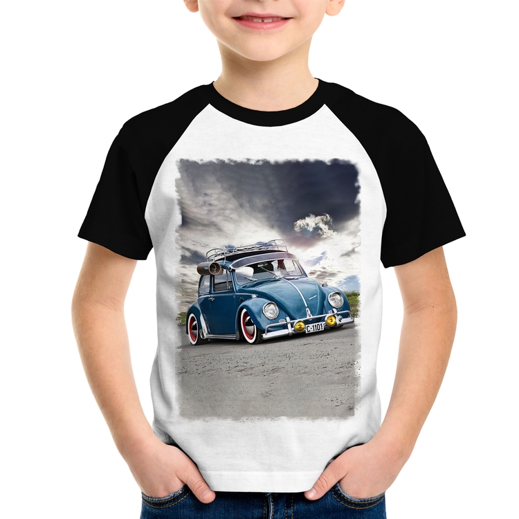 Camiseta Raglan Infantil Fusca Retrô