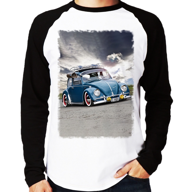 Camiseta Raglan Fusca Retrô Manga Longa
